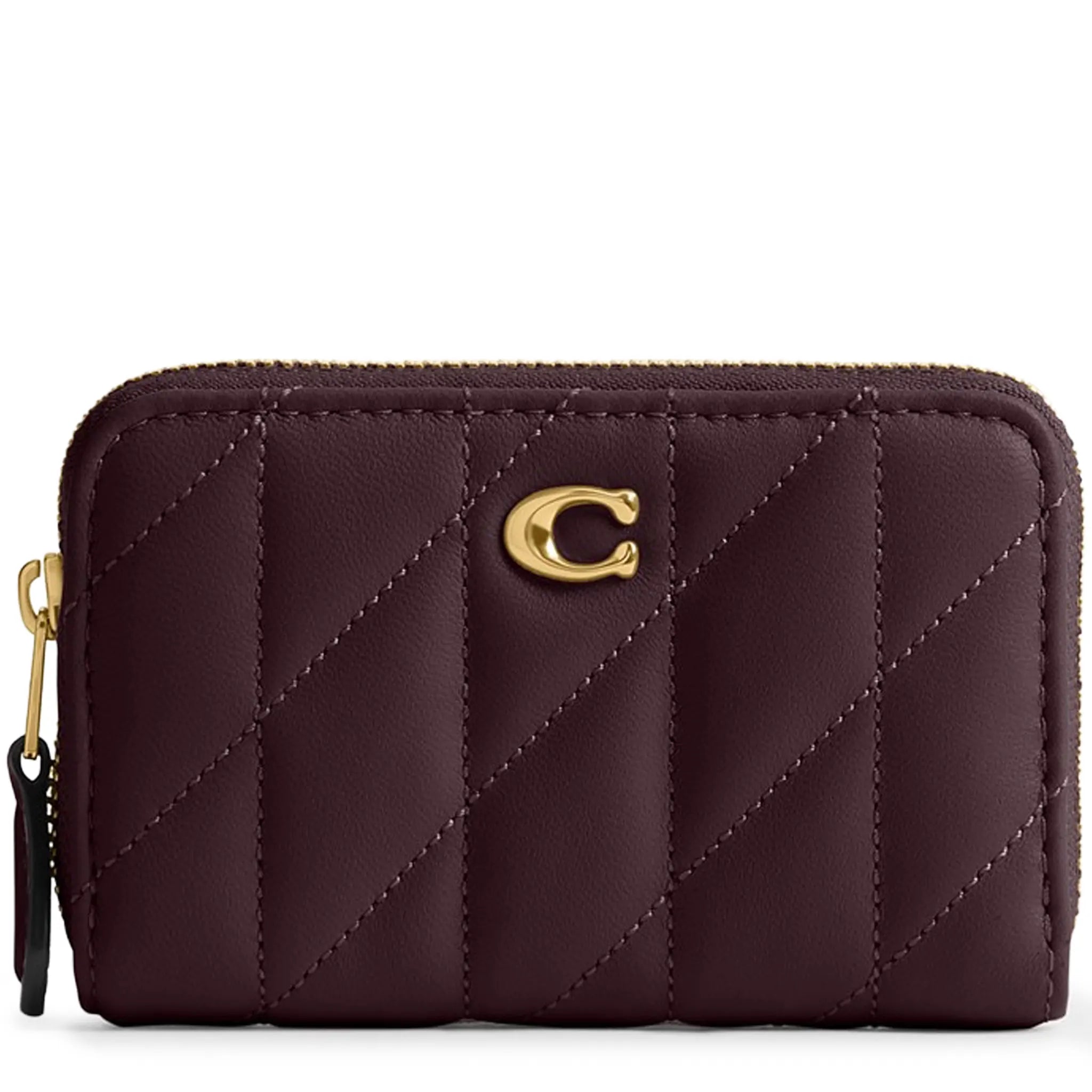 Front View of Coach Essential Small Zip Around Pillow Quilting Black Current Bag